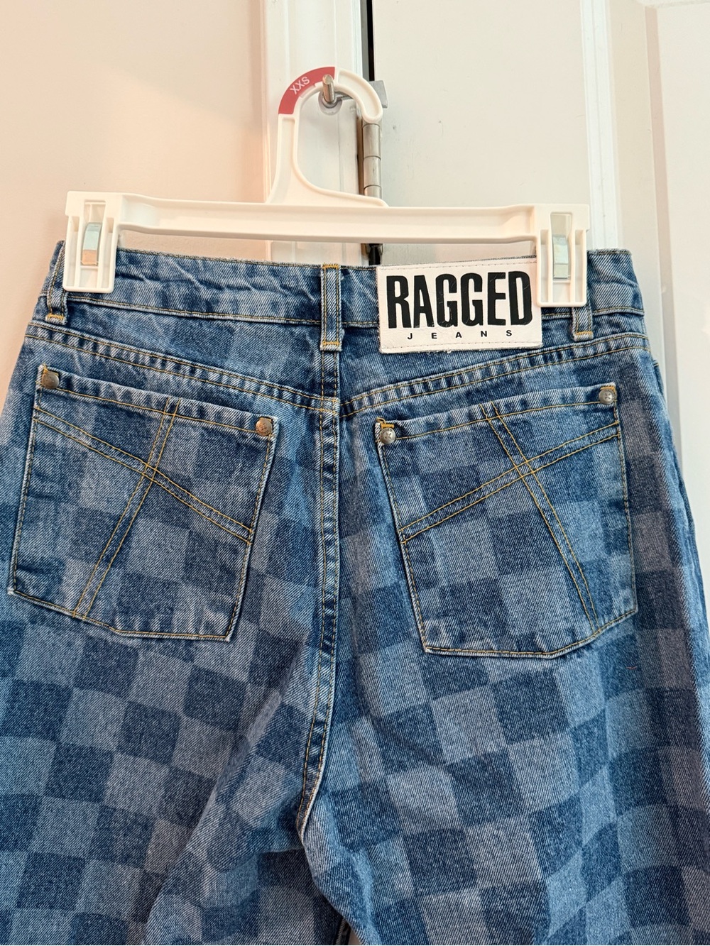Ragged Jeans Women's Blue Checkered Wide Leg Jeans